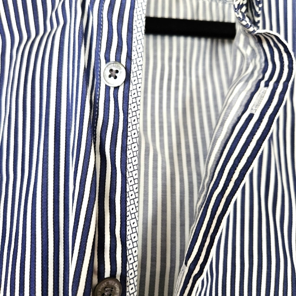 Ted Baker London Archive Men’s Blue White Striped Button Up Shirt 16 French Cuff - Picture 7 of 13